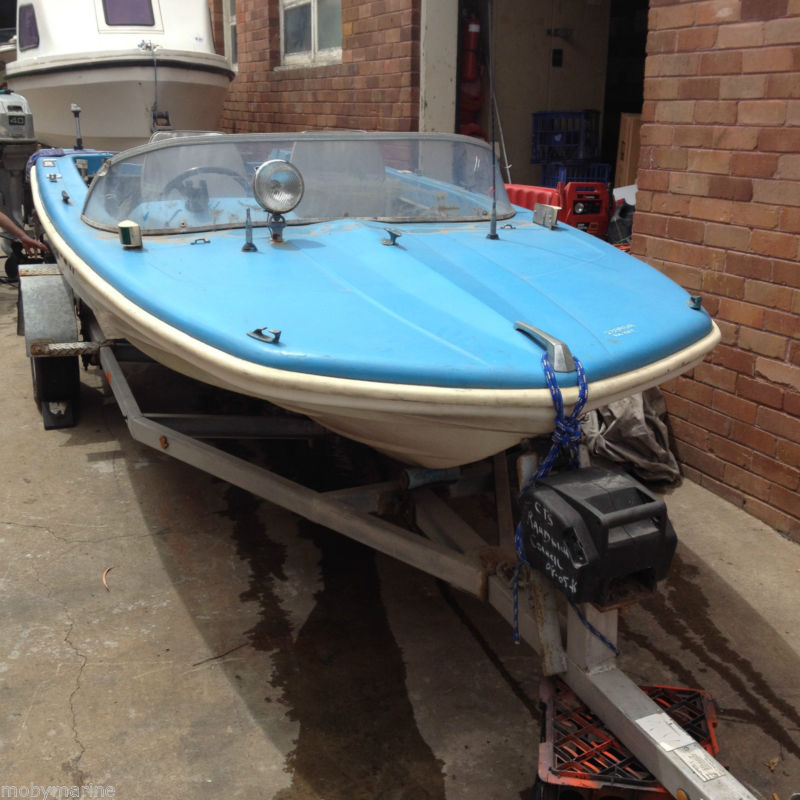 Caribbean Fibreglass Runabout Hull On Gal Unreg Trailer Good