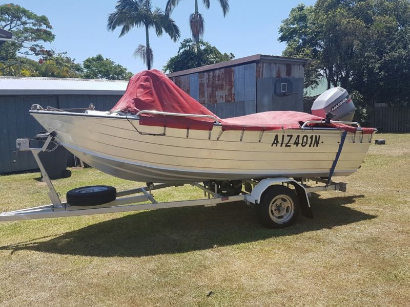 Stessl Aluminium Boat 4.3mt And Trailer 50hp 4 Stroke Mariner Motor For ...