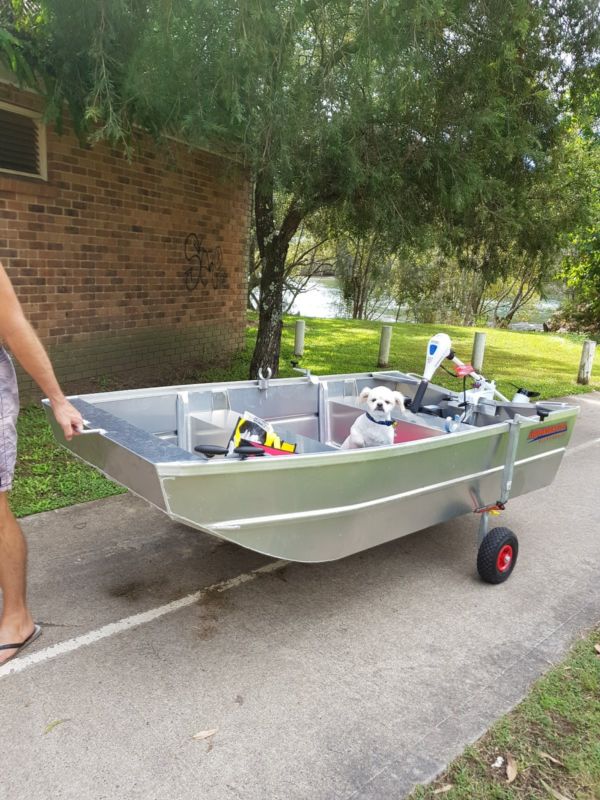 2.44m Punt Tinnie Boat, Electric Motor And Tinnie Mover Wheels for sale ...