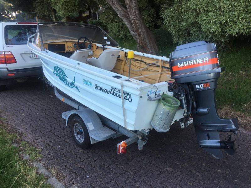 Quintrex 4.0 Breeze About Aluminium Tinny Flared Bow 50Hp Mariner Power ...