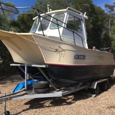 Marlin Broadbill Aluminium Boat Catamaran Twin 115 Johnson ...